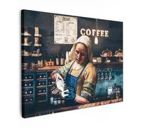 MuchoWow© Cuadros Decorativos Modernos para Sala 40x30 cm Lienzos Decoracion Pared Salon Quadros Decoração Dormitorios Lechera - Camarera - Café