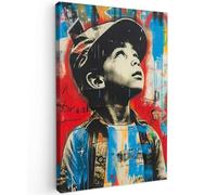 MuchoWow© Cuadros Decorativos Modernos para Sala 40x60 cm Lienzos Decoracion Pared Salon Quadros Decoração Dormitorios Graffiti - Vintage - Niño - Arte callejero - Neón - Banksy