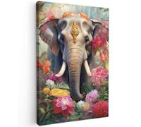 MuchoWow© Cuadros Decorativos Modernos para Sala 40x60 cm Lienzos Decoracion Pared Salon Quadros Decoração Dormitorios Elefante - Flores - Naturaleza - Animales