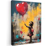 MuchoWow© Cuadros Decorativos Modernos para Sala 50x70 cm Lienzos Decoracion Pared Salon Quadros Decoração Dormitorios Chica - Globo - Corazón - Graffiti