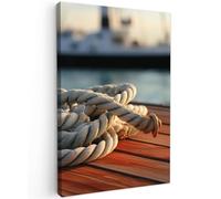 MuchoWow© Cuadros Decorativos Modernos para Sala 60x90 cm Lienzos Decoracion Pared Salon Quadros Decoração Dormitorios Marinas - Marineros - Cuerda - Barca - Marinera - Madera - Puerto