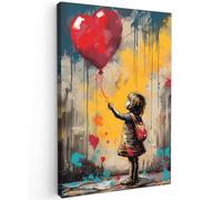 MuchoWow© Cuadros Decorativos Modernos para Sala 60x90 cm Lienzos Decoracion Pared Salon Quadros Decoração Dormitorios Chica - Globo - Corazón - Graffiti