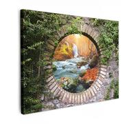 MuchoWow© Cuadros Decorativos Modernos para Sala 70x50 cm Lienzos Decoracion Pared Salon Quadros Decoração Dormitorios Otoño - Cascada - Naturaleza - Vista desde la ventana