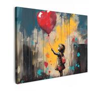 MuchoWow© Cuadros Decorativos Modernos para Sala 70x50 cm Lienzos Decoracion Pared Salon Quadros Decoração Dormitorios Chica - Globo - Corazón - Graffiti