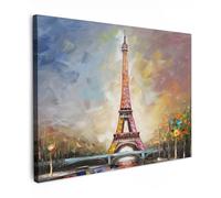 MuchoWow© Cuadros Decorativos Modernos para Sala 80x60 cm Lienzos Decoracion Pared Salon Quadros Decoração Dormitorios Torre Eiffel - Pintura al óleo - París