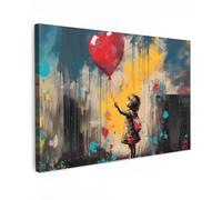 MuchoWow© Cuadros Decorativos Modernos para Sala 90x60 cm Lienzos Decoracion Pared Salon Quadros Decoração Dormitorios Chica - Globo - Corazón - Graffiti