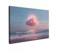 MuchoWow© Cuadros Modernos Decorativos Lienzos | 30x20 cm Pared Sala Salon Dormitorios Nube - Arco Iris - Mar