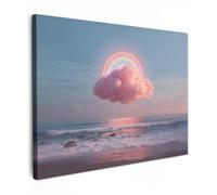 MuchoWow© Cuadros Modernos Decorativos Lienzos | 40x30 cm Pared Sala Salon Dormitorios Nube - Arco Iris - Mar