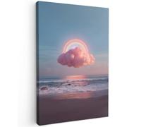 MuchoWow© Cuadros Modernos Decorativos Lienzos | 80x120 cm Pared Sala Salon Dormitorios Nube - Arco Iris - Mar