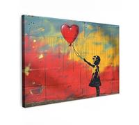 MuchoWow© Cuadros para Salon 120x80 cm Foto con Lienzo Canvas Laminas Cuadro Dormitorio Decoracion Hogar Pared Quadro Banksy - Arte - Graffiti - Chica - Arte callejero