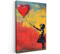 MuchoWow© Cuadros para Salon 20x30 cm Foto con Lienzo Canvas Laminas Cuadro Dormitorio Decoracion Hogar Pared Quadro Banksy - Arte - Graffiti - Chica - Arte callejero