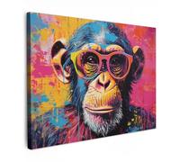 MuchoWow© Cuadros para Salon 40x30 cm Foto con Lienzo Canvas Laminas Cuadro Dormitorio Decoracion Hogar Pared Quadro Graffiti - Mono - Chimpancé - Arte callejero