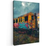 MuchoWow© Cuadros para Salon 40x60 cm Foto con Lienzo Canvas Laminas Cuadro Dormitorio Decoracion Hogar Pared Quadro Graffiti - Tren - Arte callejero - Neón - Urbano