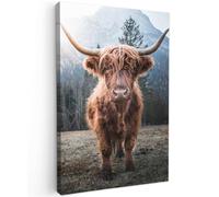 MuchoWow© Cuadros para Salon 40x60 cm Foto con Lienzo Canvas Laminas Cuadro Dormitorio Decoracion Hogar Pared Quadro Highlander escocés - Vaca - Animales - Montaña - Naturaleza