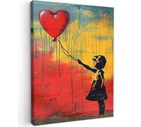 MuchoWow© Cuadros para Salon 50x70 cm Foto con Lienzo Canvas Laminas Cuadro Dormitorio Decoracion Hogar Pared Quadro Banksy - Arte - Graffiti - Chica - Arte callejero