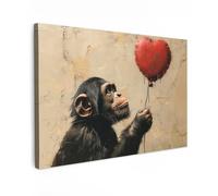 MuchoWow© Cuadros Salon Modernos 120x80 cm Adornos Pared Decorativos Dormitorio Lienzo Pinturas Quadro Decoración Arte callejero - Chimpancé - Globo - Graffiti - Banksy