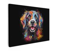 MuchoWow© Cuadros Salon Modernos 40x30 cm Adornos Pared Decorativos Dormitorio Lienzo Pinturas Quadro Decoración Graffiti - Perro - Arte pop - Negro - Animales