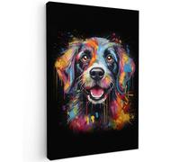 MuchoWow© Cuadros Salon Modernos 40x60 cm Adornos Pared Decorativos Dormitorio Lienzo Pinturas Quadro Decoración Graffiti - Perro - Arte pop - Negro - Animales