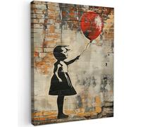 MuchoWow© Cuadros Salon Modernos 50x70 cm Lienzos de Fotos Pared Decoracion Habitacion Wall Art Lienzo Decoração Cuadro Graffiti - Banksy - Chica - Arte callejero