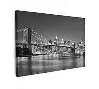 MuchoWow© Cuadros Salon Modernos 60x40 cm Adornos Pared Decorativos Dormitorio Lienzo Pinturas Quadro Decoración New York - Puente - Brooklyn - Blanco y negro - Arquitectura