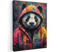 MuchoWow© Cuadros Salon Modernos 60x80 cm Adornos Pared Decorativos Dormitorio Lienzo Pinturas Quadro Decoración Graffiti - Panda - Animales - Arte pop - Urbano