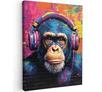 MuchoWow© Cuadros Salon Modernos 60x80 cm Adornos Pared Decorativos Dormitorio Lienzo Pinturas Quadro Decoración Graffiti - Mono - Chimpancé - Arte pop - Animales