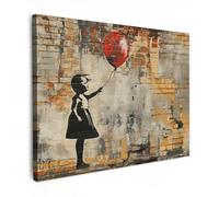 MuchoWow© Cuadros Salon Modernos 80x60 cm Lienzos de Fotos Pared Decoracion Habitacion Wall Art Lienzo Decoração Cuadro Graffiti - Banksy - Chica - Arte callejero