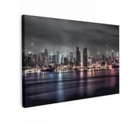 MuchoWow© Cuadros Salon Modernos 90x60 cm Adornos Pared Decorativos Dormitorio Lienzo Pinturas Quadro Decoración Skyline - Atardecer - Arquitectura - Ciudad
