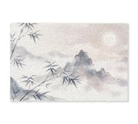 MuchoWow© Felpudo 80x120 cm Felpudos Originales Entrada Casa Tapete Goma Original Alfombrilla Polipropileno el Antideslizante Comprar Azul Bambú - Asia - Gris