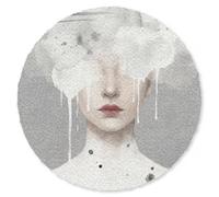 MuchoWow© Felpudo Redondo 120 cm Entrada Casa Tapete Goma Original Alfombrilla Interior Exterior Lluvia Gracioso Graciosos Divertidos Divertido Mujer - Nube - Gris