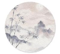 MuchoWow© Felpudo Redondo 120 cm Felpudos Originales Entrada Casa Tapete Goma Original Alfombrilla Polipropileno el Antideslizante Comprar Azul Bambú - Asia - Gris