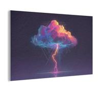MuchoWow© Fieltros Ambientación Hogar Contemporáneo 120x80 cm Para Habitaciones Diseño Pared Comedor Pasillo Wall Art Nube de trueno - Rayo - Luz - Azul