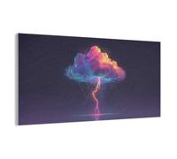 MuchoWow© Fieltros Ambientación Hogar Contemporáneo 160x80 cm Para Habitaciones Diseño Pared Comedor Pasillo Wall Art Nube de trueno - Rayo - Luz - Azul