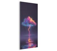 MuchoWow© Fieltros Ambientación Hogar Contemporáneo 60x120 cm Para Habitaciones Diseño Pared Comedor Pasillo Wall Art Nube de trueno - Rayo - Luz - Azul