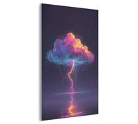 MuchoWow© Fieltros Ambientación Hogar Contemporáneo 80x120 cm Para Habitaciones Diseño Pared Comedor Pasillo Wall Art Nube de trueno - Rayo - Luz - Azul