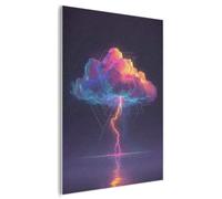 MuchoWow© Fieltros Ambientación Hogar Contemporáneo 90x120 cm Para Habitaciones Diseño Pared Comedor Pasillo Wall Art Nube de trueno - Rayo - Luz - Azul