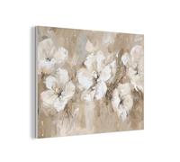 MuchoWow© Fieltros Estética Interior Salón Diseño 100x70 cm Descanso Pieza Creativa Cabecero Cama Pared Matrimonio Wall Art Flores - Acuarela - Beige - Arte