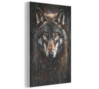 MuchoWow© Fieltros Ornamentales Sala Modernidad 60x90 cm Para Cuarto Principal Elemento Pared Matrimonio Wall Art Animales - Lobo - Retrato - Negro - Marrón