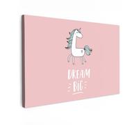 MuchoWow© Laminas Cuadros de Salon para Dormitorio 120x80 cm Lienzos Decoración Pared Cuadro Habitacion Decoracion Unicornio - Niños - Citas - Dream Big - Niñas - Rosa