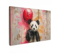 MuchoWow© Laminas Cuadros de Salon para Dormitorio 120x80 cm Lienzos Decoración Pared Cuadro Habitacion Decoracion Graffiti - Panda - Globo - Arte callejero - Banksy