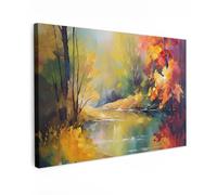 MuchoWow© Laminas Cuadros de Salon para Dormitorio 120x80 cm Lienzos Decoración Pared Cuadro Habitacion Decoracion Paisaje - Pintura al óleo - Río - Colorido