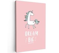 MuchoWow© Laminas Cuadros de Salon para Dormitorio 20x30 cm Lienzos Decoración Pared Cuadro Habitacion Decoracion Unicornio - Niños - Citas - Dream Big - Niñas - Rosa