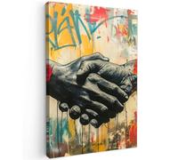 MuchoWow© Laminas Cuadros de Salon para Dormitorio 40x60 cm Lienzos Decoración Pared Cuadro Habitacion Decoracion Graffiti - Rosas - Manos - Arte callejero - Banksy