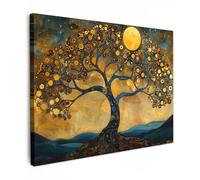 MuchoWow© Laminas Cuadros de Salon para Dormitorio 70x50 cm Lienzos Decoración Pared Cuadro Habitacion Decoracion Árbol - Luna - Flores - Oro - Arte