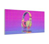 MuchoWow© Paneles Acusticos Decorativos 120x60 cm Acoustic Panel Acustico Decorativo Aislante Insonorizacion Decoracion Habitacion Diseño Moderno Insonorizar Beats - Neon - Pintura - Auriculares