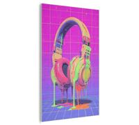 MuchoWow© Paneles Acusticos Decorativos 90x140 cm Acoustic Panel Acustico Decorativo Aislante Insonorizacion Decoracion Habitacion Diseño Moderno Insonorizar Beats - Neon - Pintura - Auriculares