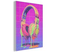 MuchoWow© Paneles Acusticos Decorativos Acoustic Panel Acustico Decorativo | 60x80 cm - Aislante Insonorizacion Decoracion Habitacion Diseño Moderno Insonorizar Beats - Neon - Pintura - Auriculares
