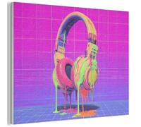 MuchoWow© Paneles Acusticos Decorativos Acoustic Panel Acustico Decorativo | 80x60 cm - Aislante Insonorizacion Decoracion Habitacion Diseño Moderno Insonorizar Beats - Neon - Pintura - Auriculares