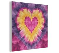 "MuchoWow© Paneles Acusticos Insonorizacion 90x90 cm Panel Acustico Decorativo Aislante Decoracion Insonorizar Habitacion Decorativos Para Pared Tie dye - Forma de corazón - Llamas - Naranja"