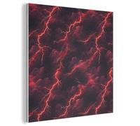 MuchoWow© Paneles Decorativos Para Pared 50x50 cm Acusticos Panel Acustico Insonorizacion Habitacion Cuadros Decoracion InsonorizarRojo - Tormenta - Rayo - Nubes